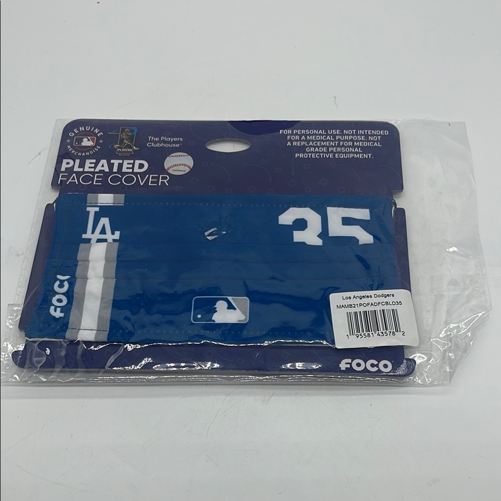 Blue Los Angeles Dodgers Pleated Face Cover